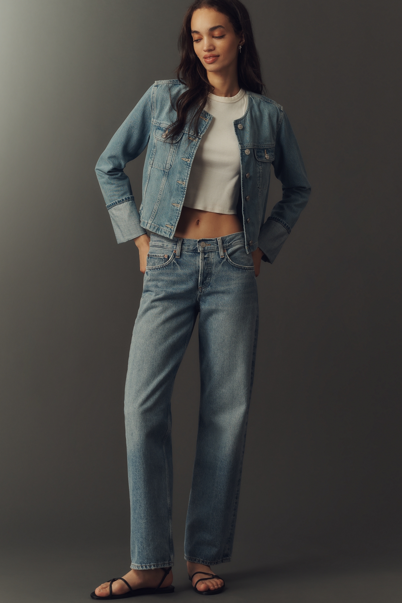 PAIGE Dean Collarless Denim Jacket