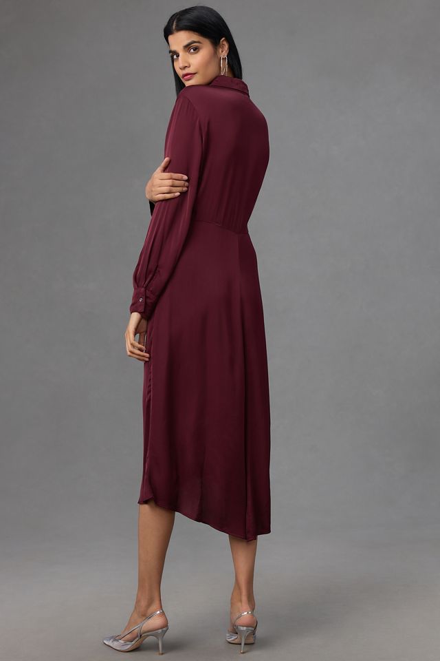 Velvet by Graham & Spencer Long-Sleeve Collared Twist Midi Dress #1