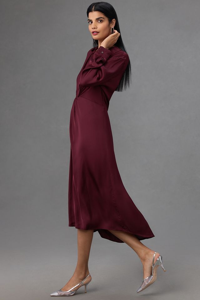 Velvet by Graham & Spencer Long-Sleeve Collared Twist Midi Dress #3