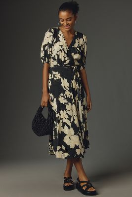 Anthropologie floral 2025 wrap dress