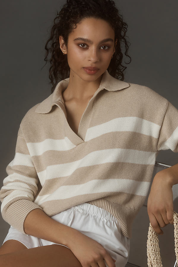 Velvet By Graham & Spencer Lucie Striped Sweater In Sable/milk