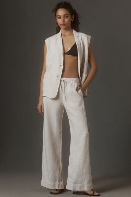 Shop Velvet By Graham & Spencer Gwyneth Linen Pants In White