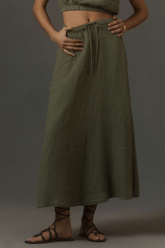 Velvet by Graham & Spencer Linen Bailey Cypress Midi Skirt #1