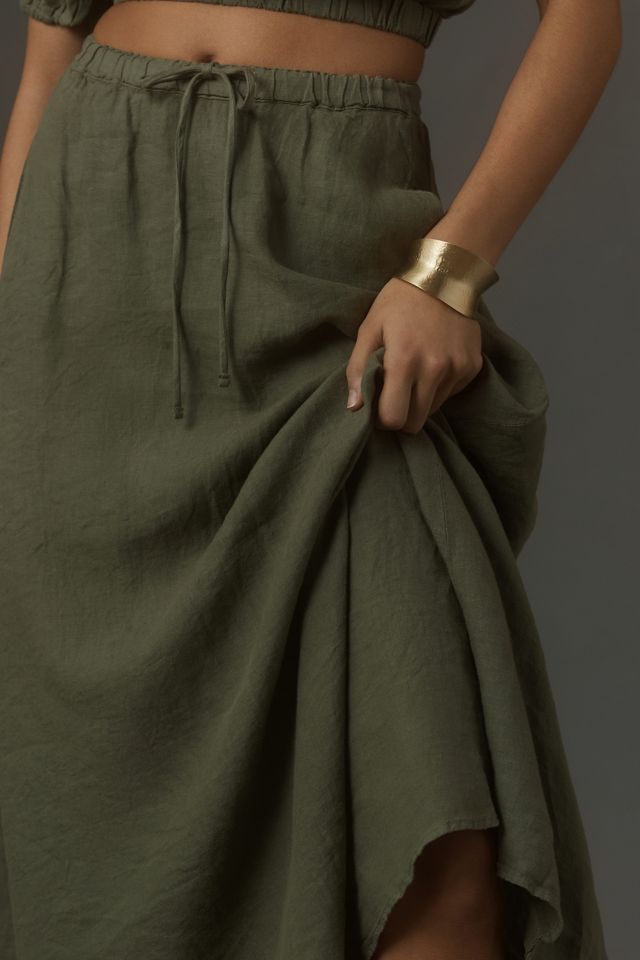 Velvet by Graham & Spencer Linen Bailey Cypress Midi Skirt #3
