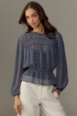 Shop Velvet By Graham & Spencer Blen Long-sleeve Blouse In Blue