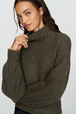 Pull à ourlet froncé en laine et cachemire By Anthropologie