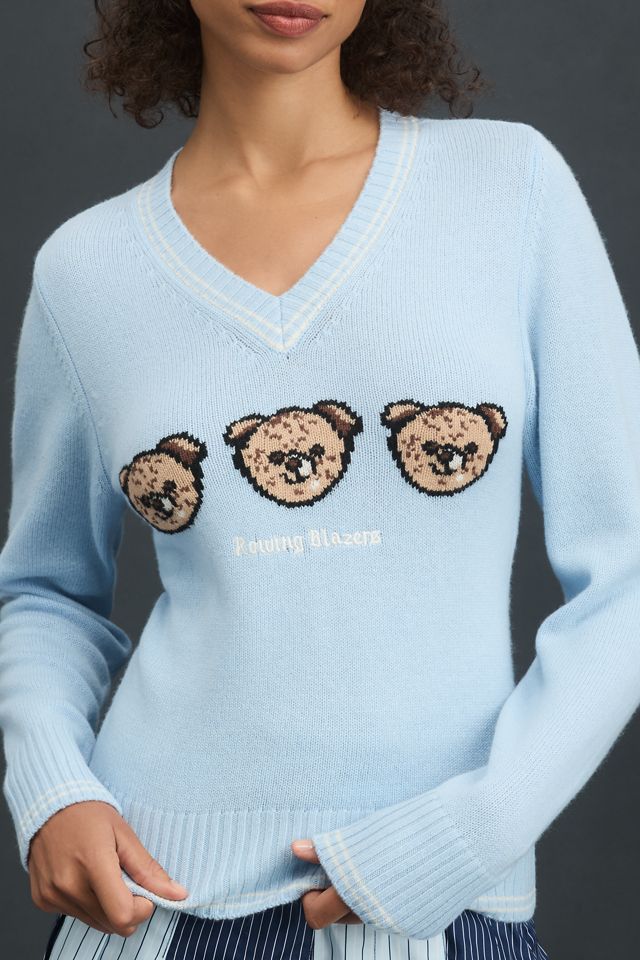 Rowing Blazers Cashmere Blend Plaid Bears Sweater #3