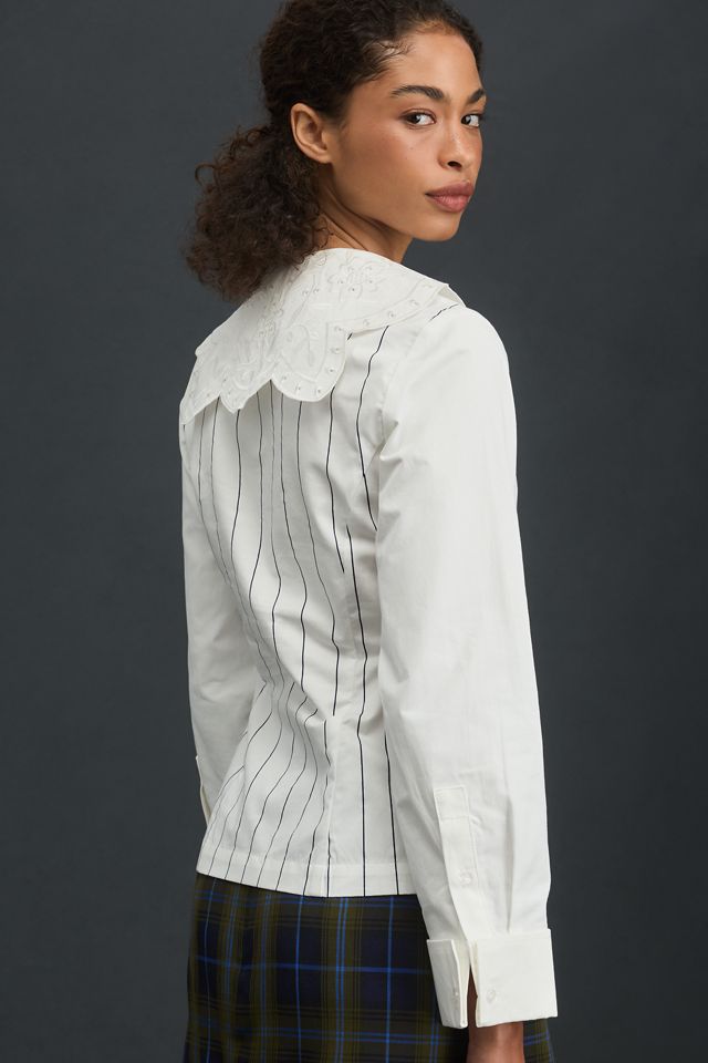 Rowing Blazers Fitted Lace Buttondown Blouse #1