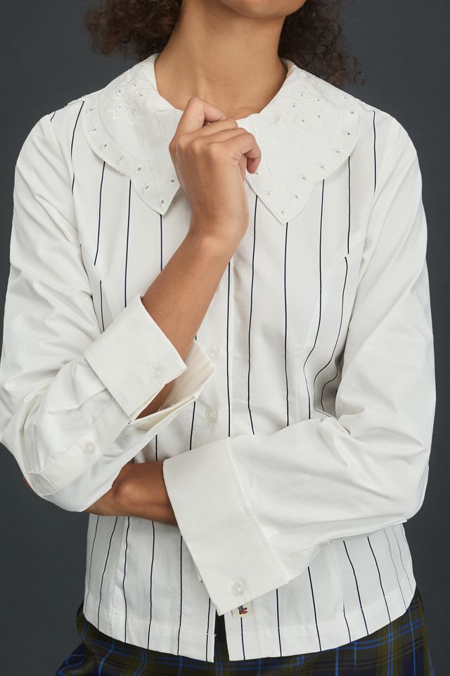Rowing Blazers Fitted Lace Buttondown Blouse #3