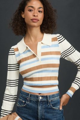 Rowing Blazers Long-Sleeve Knit Jacquard Polo Top