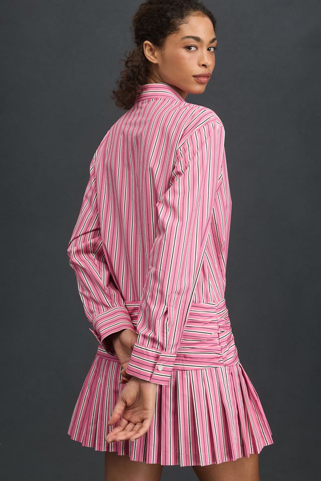 Rowing Blazers Long-Sleeve Pleated Mini Shirt Dress #1