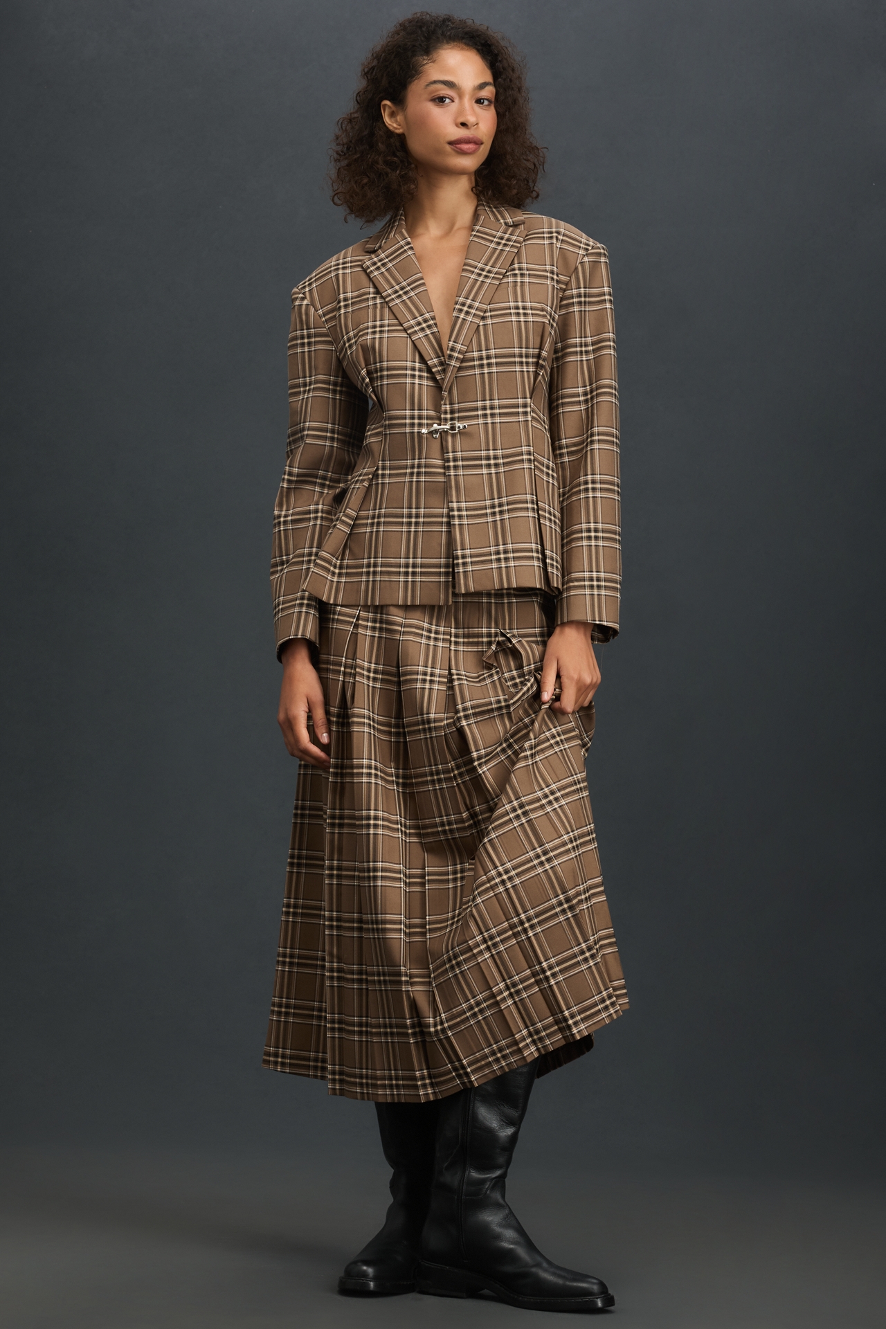 Rowing Blazers Plaid Pleated Blazer