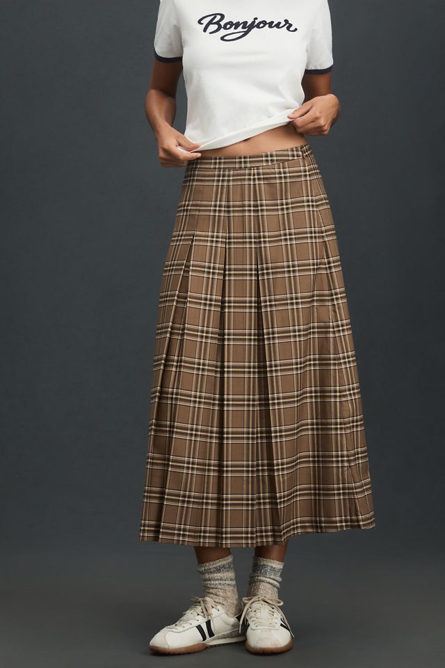 Rowing Blazers Plaid Pleated Midi Skirt #1