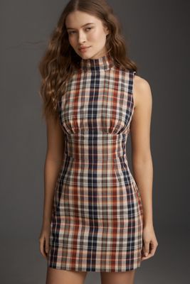 slim fit dress slacks Leigha Mock-Neck Plaid Midi Dress main image 0