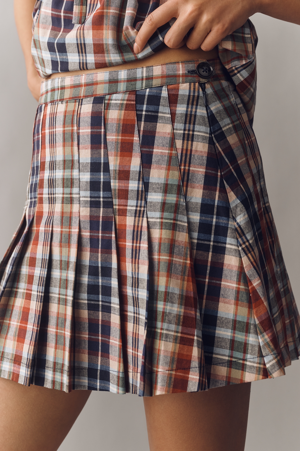 Rowing Blazers Pleated Plaid Mini Skirt