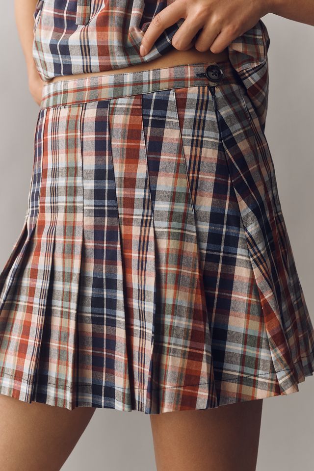 Rowing Blazers Pleated Plaid Mini Skirt | Anthropologie