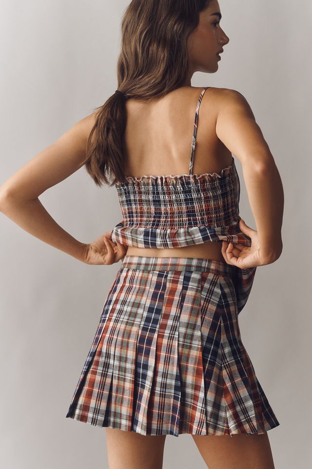 Rowing Blazers Pleated Plaid Mini Skirt | Anthropologie