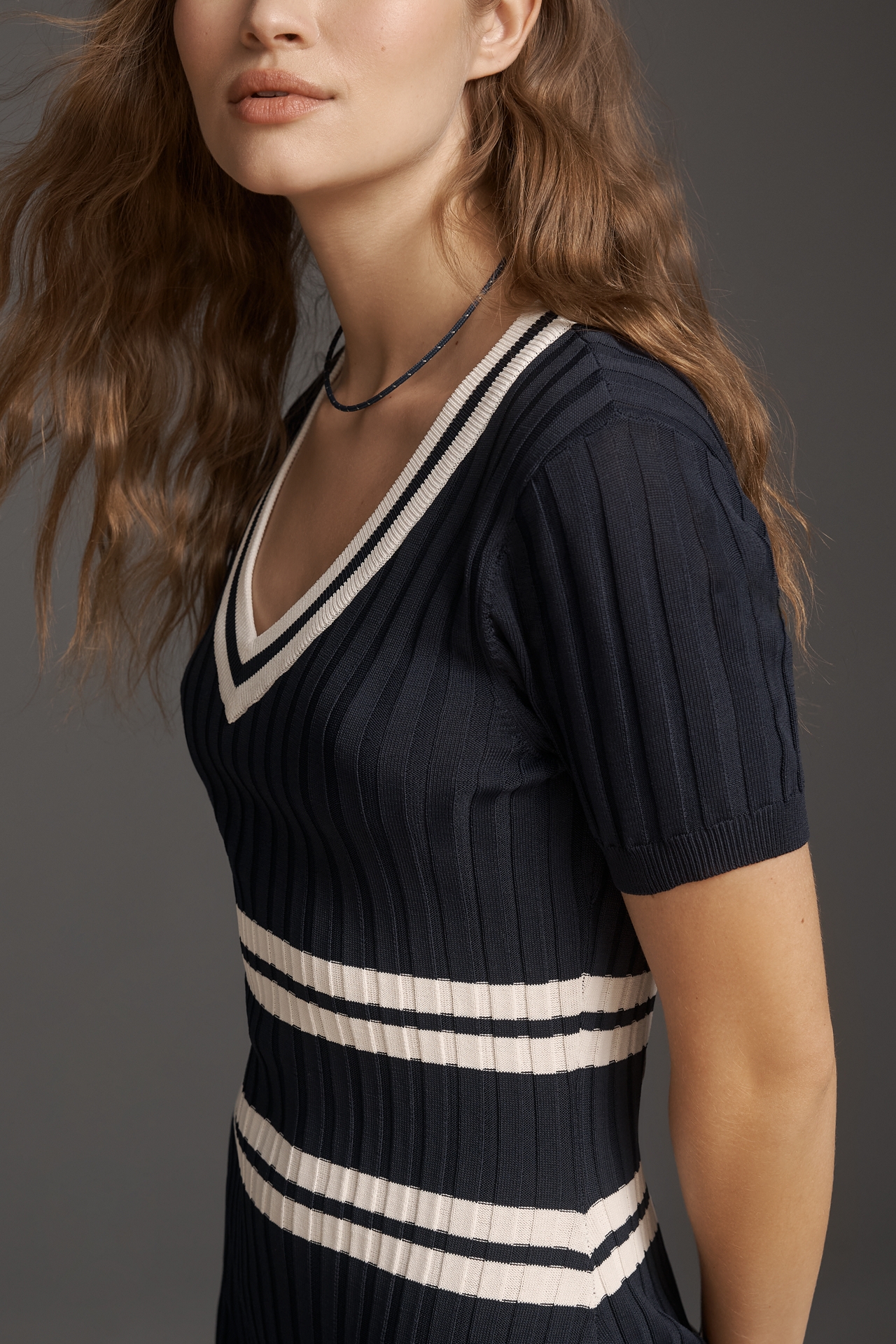 Rowing Blazers Short-Sleeve Pleated Knit Dress