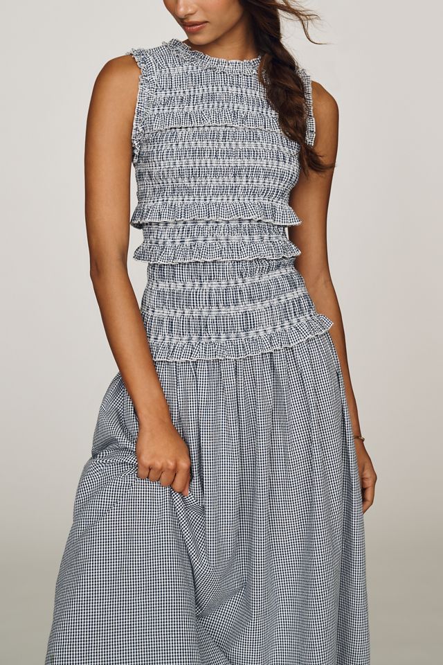 Rowing Blazers Cotton Smocked Midi Dress #1