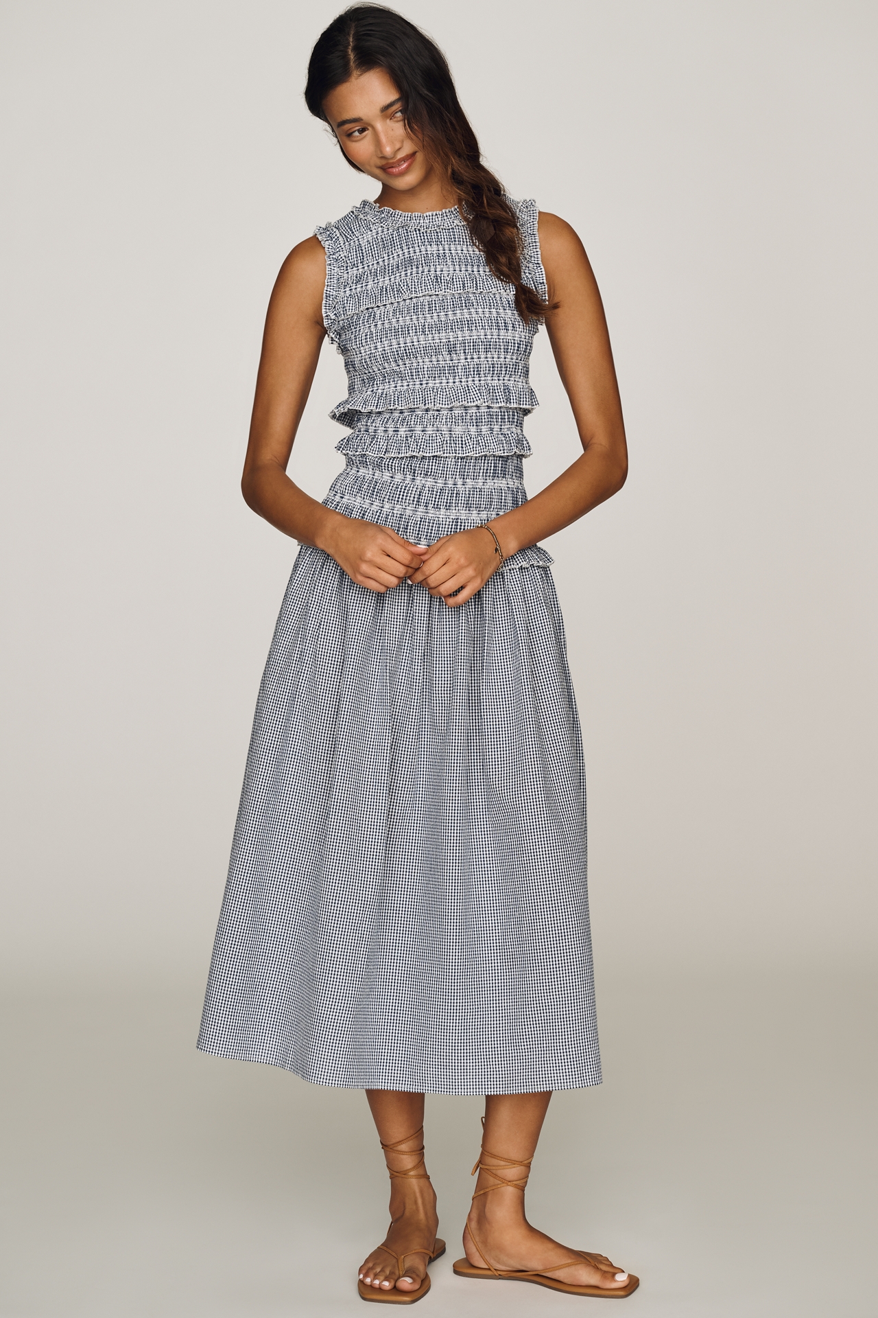 Rowing Blazers Cotton Smocked Midi Dress