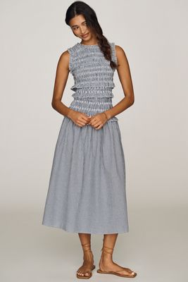 Rowing Blazers Cotton Smocked Midi Dress