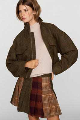 Rowing Blazers Wool Blend Mixed Pleated Mini Skirt by Anthropologie