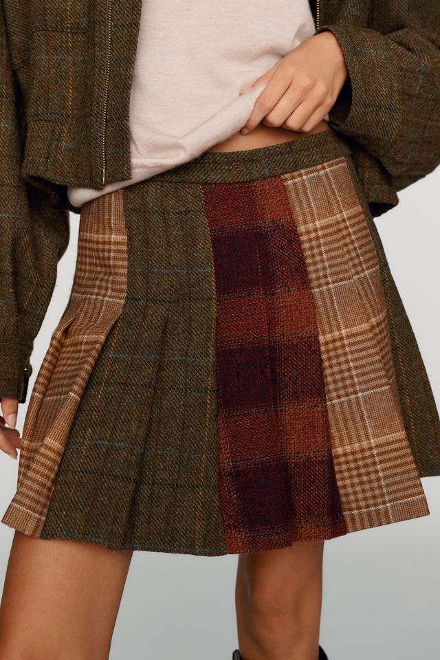 Rowing Blazers Wool Blend Mixed Pleated Mini Skirt #1