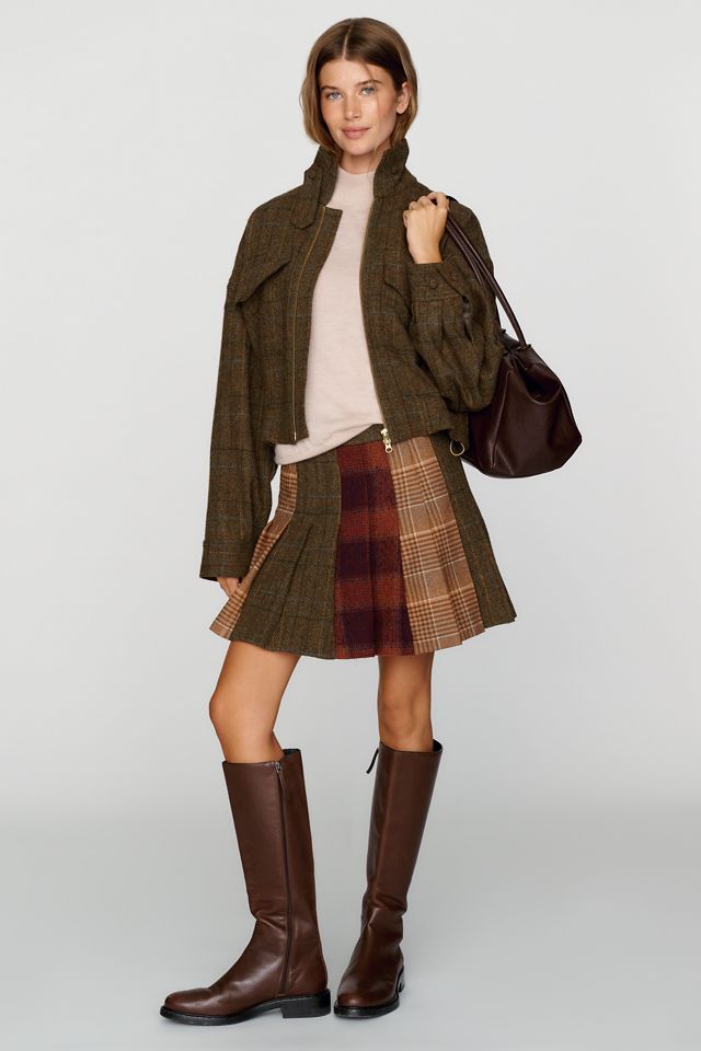 Rowing Blazers Wool Blend Mixed Pleated Mini Skirt #2