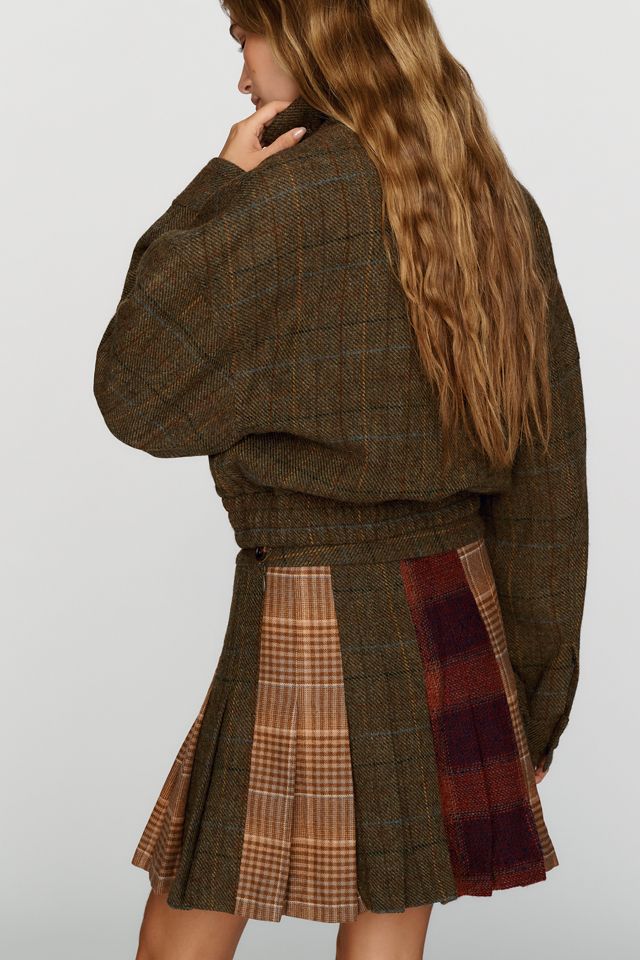 Rowing Blazers Wool Blend Mixed Pleated Mini Skirt #3
