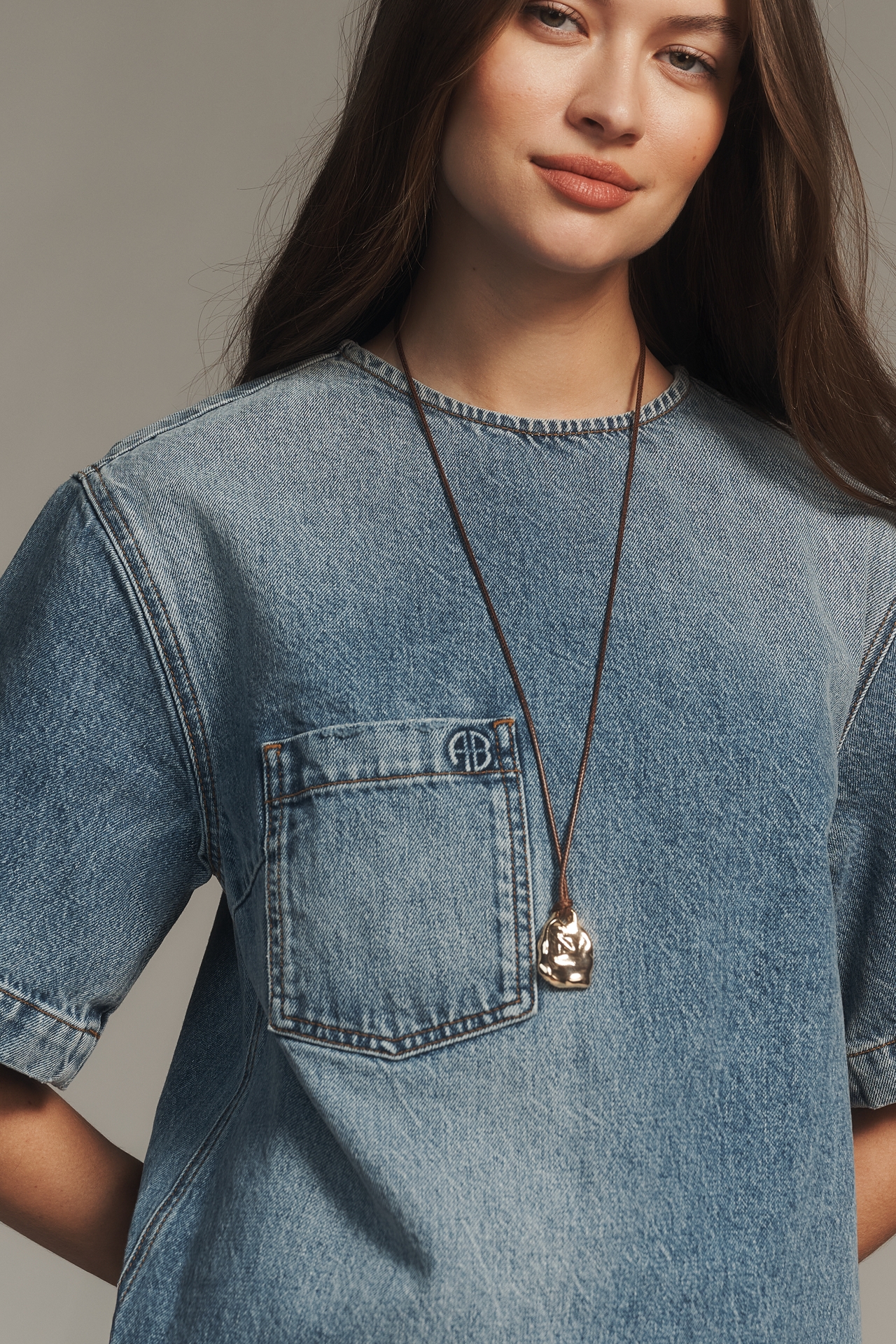 Anine Bing Tulah Short-Sleeve Denim Dress