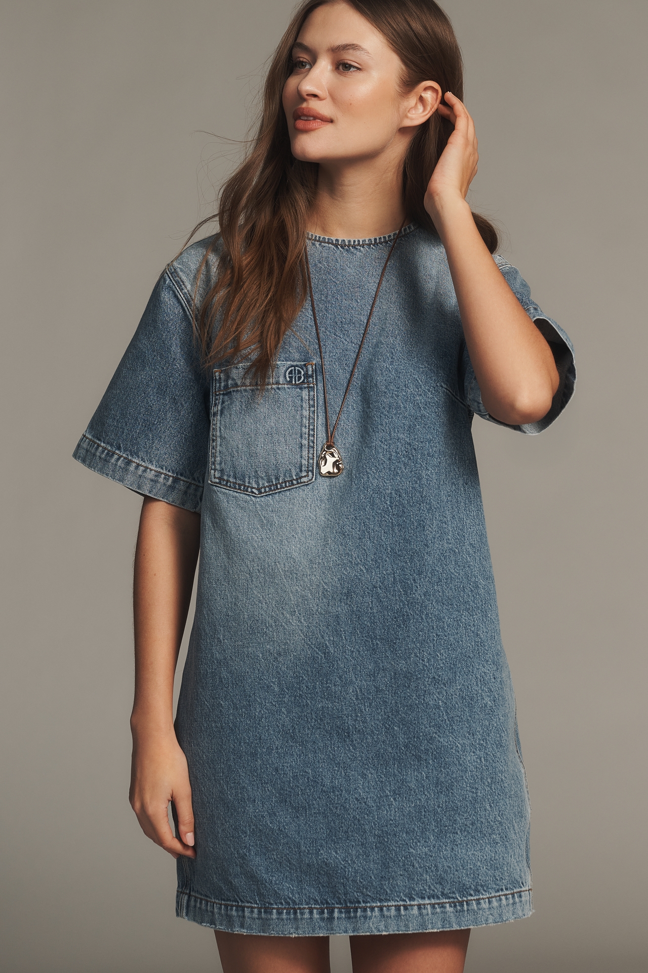 Anine Bing Tulah Short-Sleeve Denim Dress