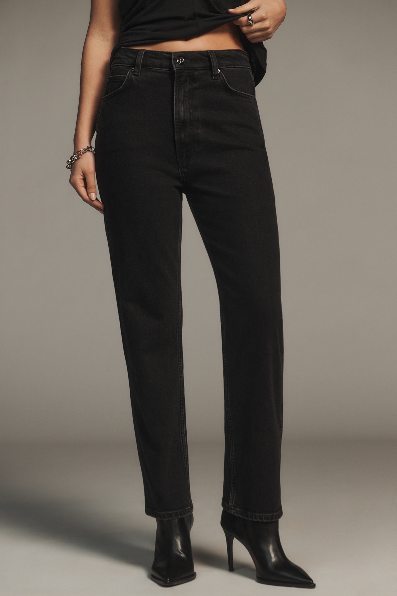 Anine Bing Jane High-Rise Straight-Leg Jeans