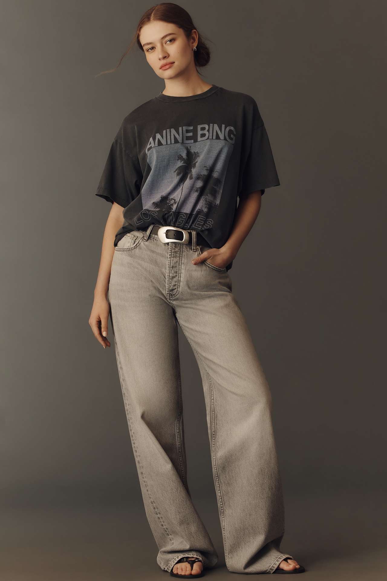 Anine Bing Hugh High-Rise Wide-Leg Jeans