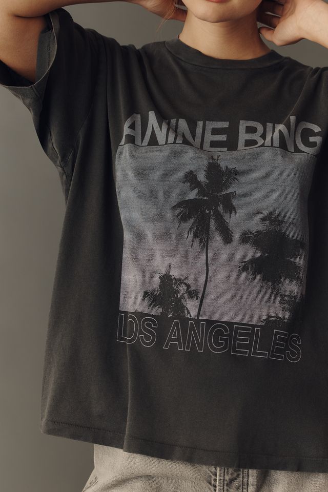 Anine Bing Cade 100% Cotton Palm Trees Graphic Tee #2