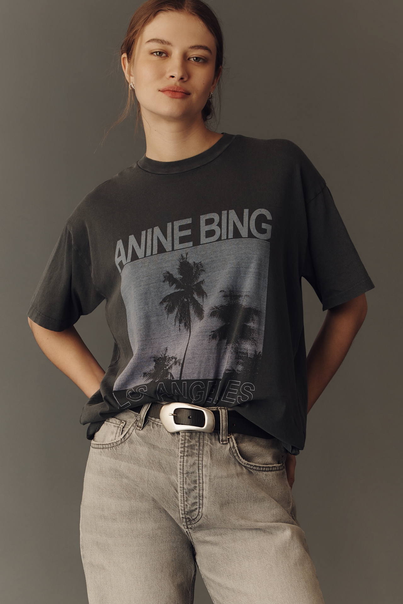Anine Bing Cade 100% Cotton Palm Trees Graphic Tee