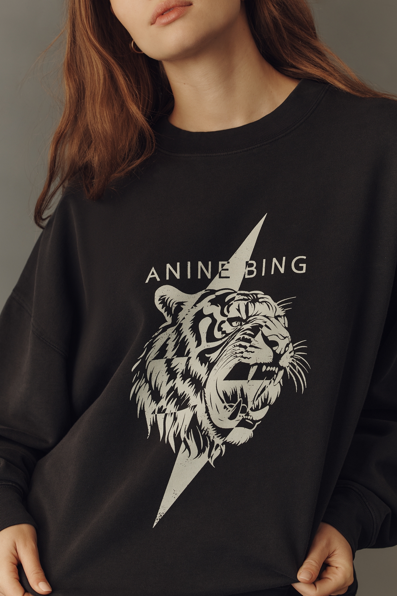 Anine Bing Miles 100% Cotton Tiger Graphic Sweatshirt