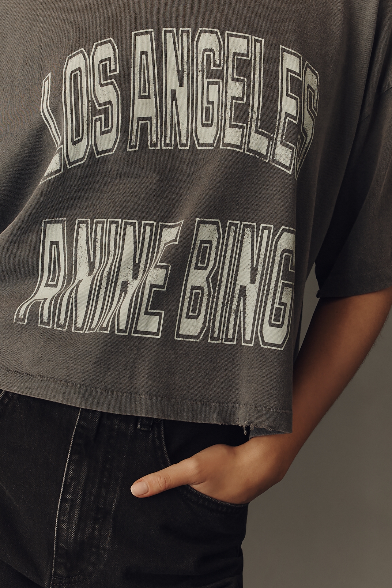 Anine Bing Johnny 100% Cotton Cropped Graphic Tee
