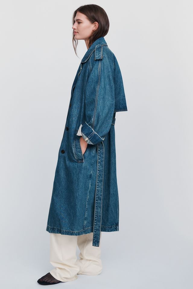Anine Bing Rickie 100% Cotton Denim Trench Coat #2