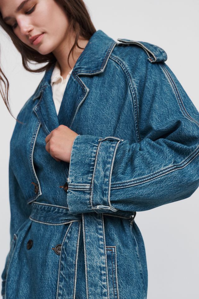 Anine Bing Rickie 100% Cotton Denim Trench Coat #3