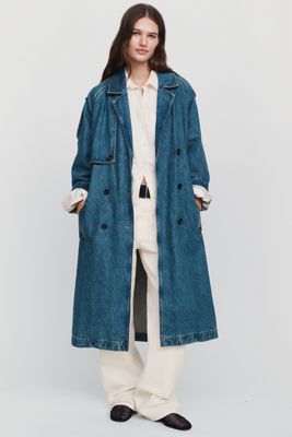 Anine Bing Rickie 100% Cotton Denim Trench Coat