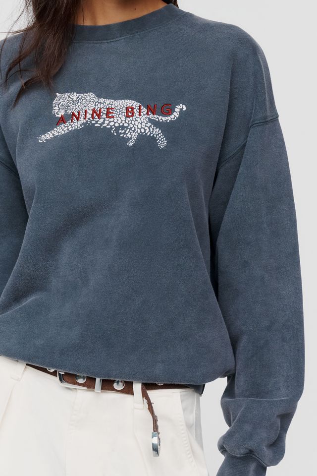 Anine Bing Spencer Leopard 100% Cotton Sweatshirt #1