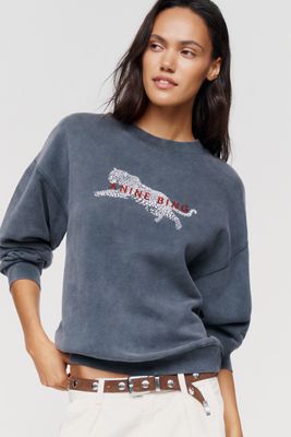 Anine Bing Spencer 100% Cotton Leopard Sweatshirt