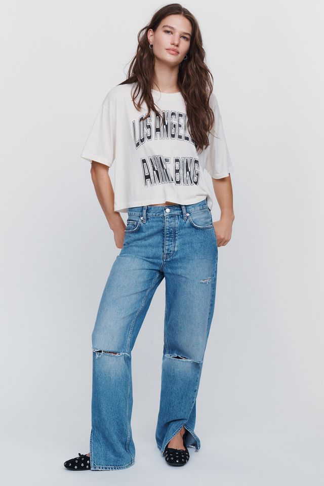 Anine Bing Johnny 100% Cotton Cropped Tee #1