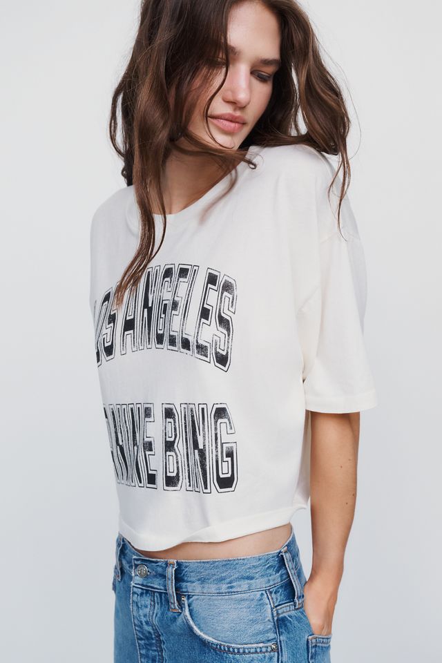 Anine Bing Johnny 100% Cotton Cropped Tee #2