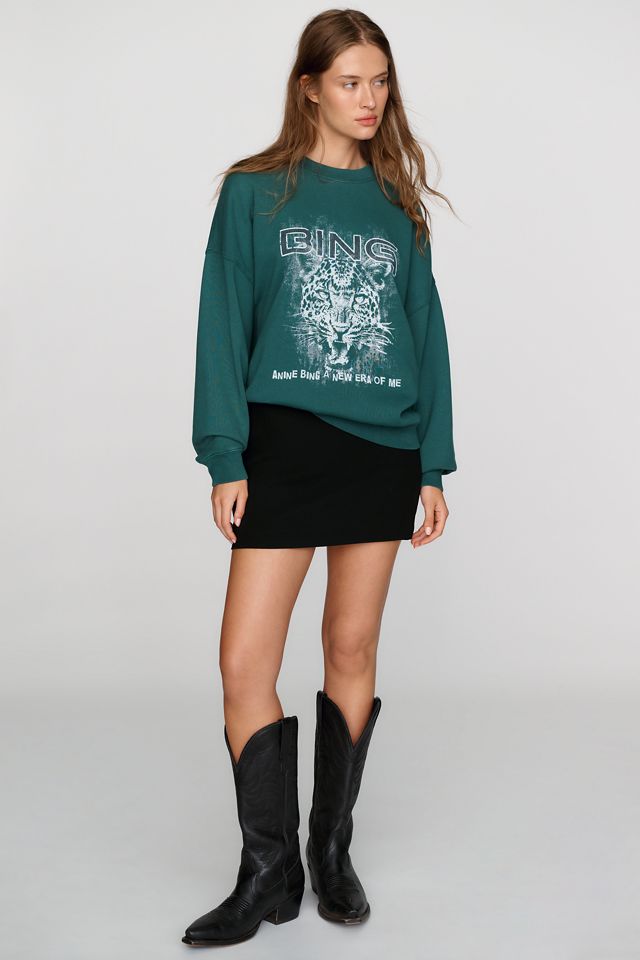 Anine Bing Miles 100% Cotton Leopard Sweatshirt #3