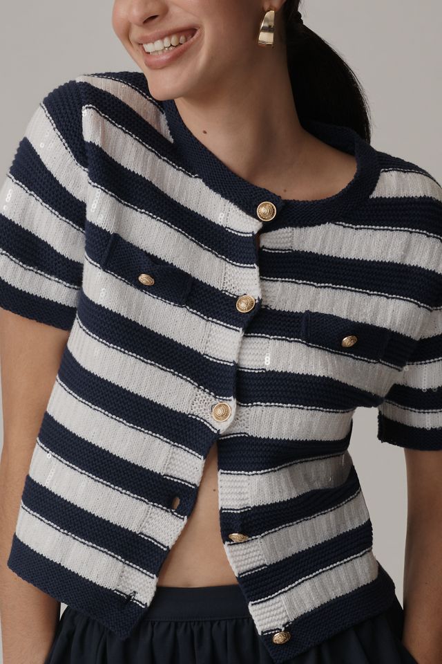 Sam Edelman Colleen Short-Sleeve Cardigan Sweater #3