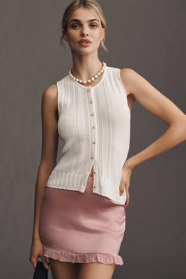 SAM EDELMAN SABLE SCALLOP KNIT V-NECK TANK TOP 