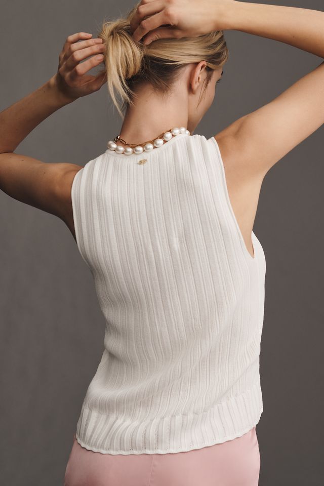 Sam Edelman Sable Scallop Knit V-Neck Tank Top #1
