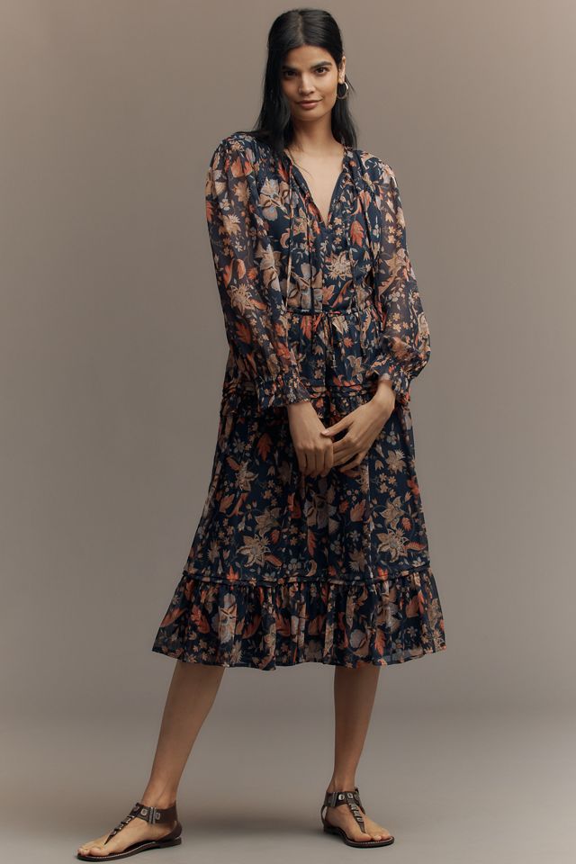 Sam Edelman Clarence Long-Sleeve V-Neck Midi Dress #2