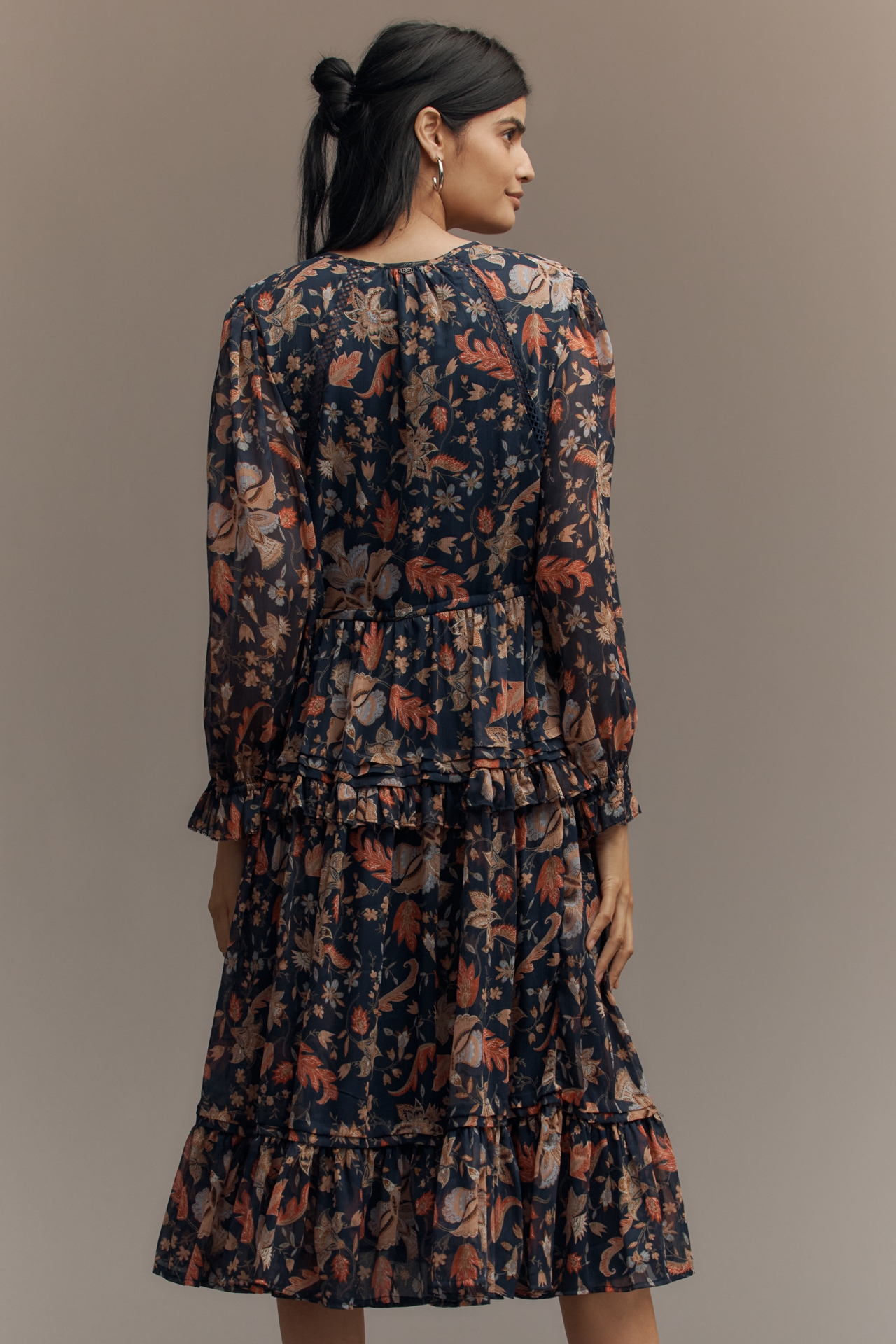 Sam Edelman Clarence Long-Sleeve V-Neck Midi Dress